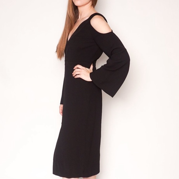 KEEPSAKE In Motion Cold Shoulder Black Midi Dress - Picture 2 of 5